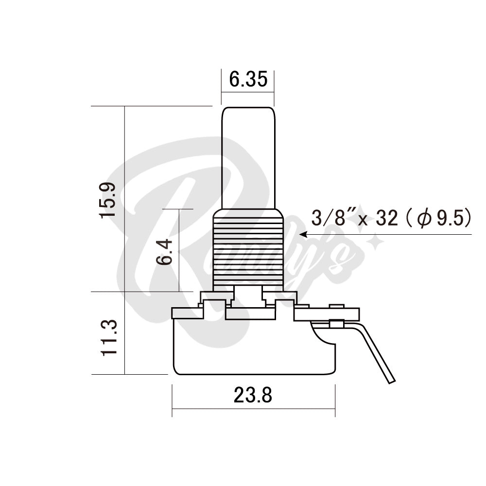 Vintage 275K Ω Potentiometer for Bass, P90 & Single Coil Pickups (Solid Shaft) - Fits Fender® Telecaster®